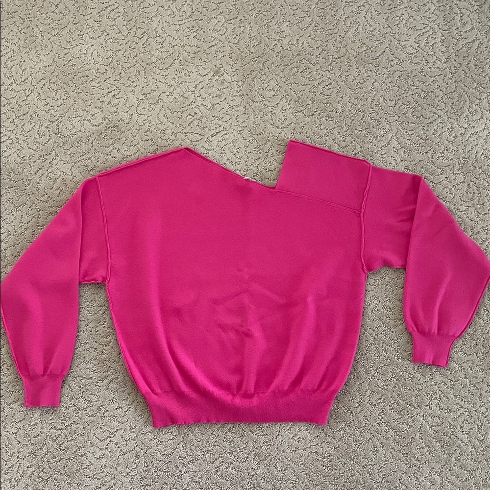 Vibrant Pink Asymmetrical Sweater